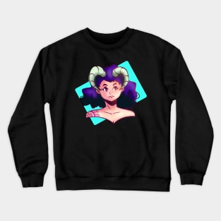 Anime style girl with horns Crewneck Sweatshirt